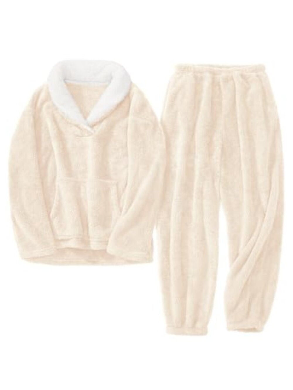 Fleece Pajama Set Fuzzy Pullover Pants Sherpa Loungewear Sleepwear